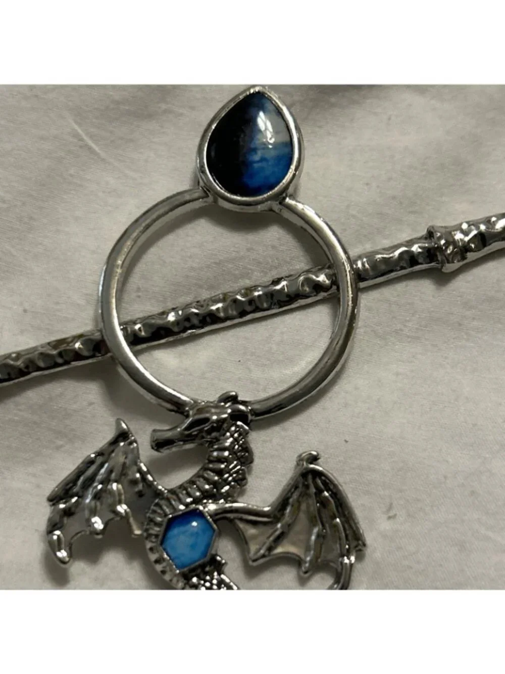 Dark Blue & Light Blue Dragon Hair Pin Metal Flying Mythical Methodology Dragon